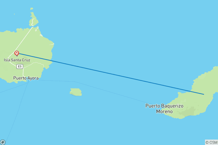 Carte du circuit 5 jours d'excursion sur les îles Galápagos : San Cristobal et Santa Cruz