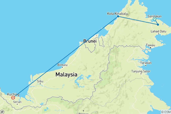 Map of ESCORTED BORNEO ADVENTURE - PREMIUM TOUR