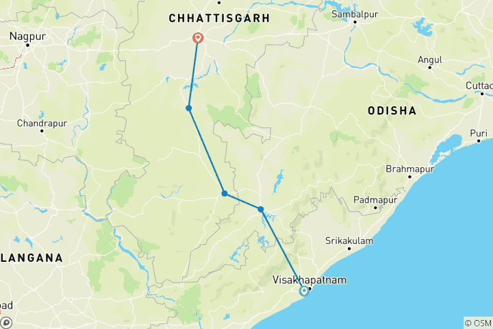 Karte von Land der Kontraste: Kulturelle Erkundung von Vizag bis Odisha