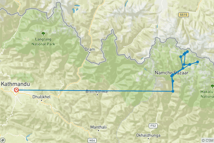 Carte du circuit Camp de base de l'Everest avec Island Peak