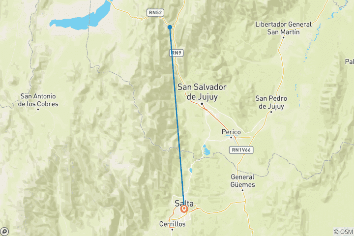 Map of 3 Days tailor-made Experience! Salta, Purmamarca & Salinas Grandes.  A journey to the land of colors and to the salt desert!