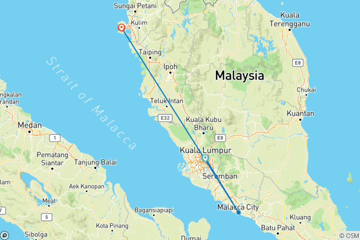 Carte du circuit Circuit familial sur mesure de 6 jours en Malaisie, départ quotidien et guide privé