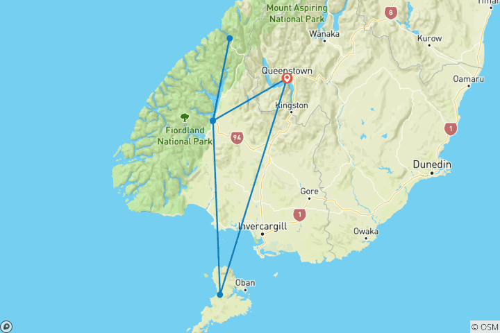 Map of Queenstown Southern Loop