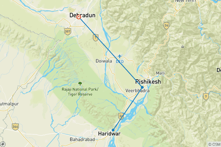 Kaart van Rondreis door Rishikesh & Haridwar – voetsporen van de wijzen