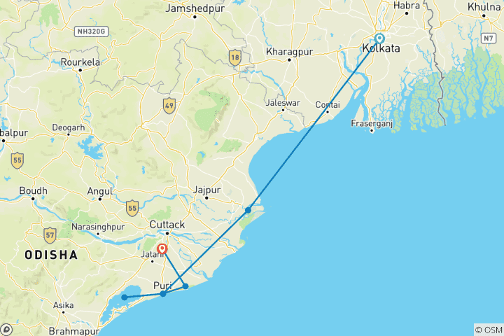 Map of Eastern Eclectic Expedition: Kolkata to Bhubaneswar