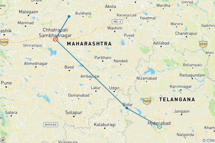 Mapa de Circuito de Hyderabad a Aurangabad: desentrañando maravillas arquitectónicas