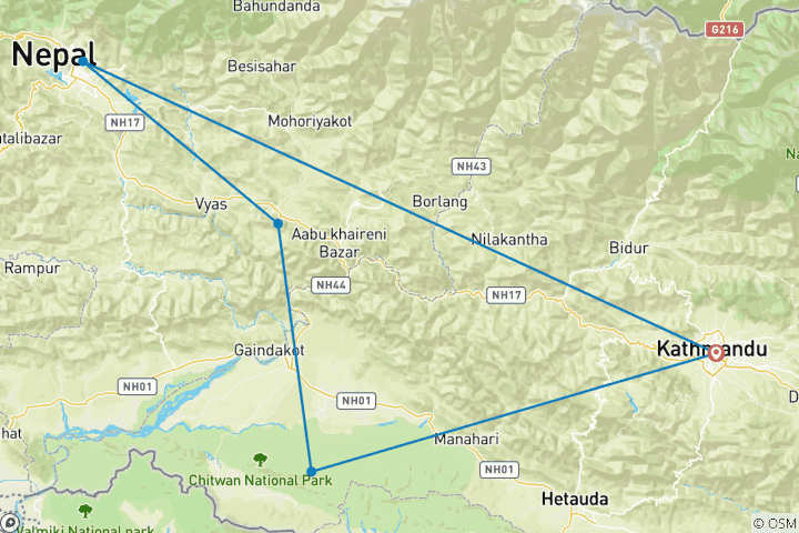 Carte du circuit La couronne de l'Himalaya - Népal