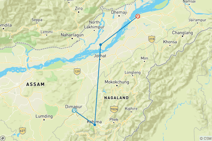 Map of Tribal Trails and Tea Estates: A Journey Through Nagaland & Assam