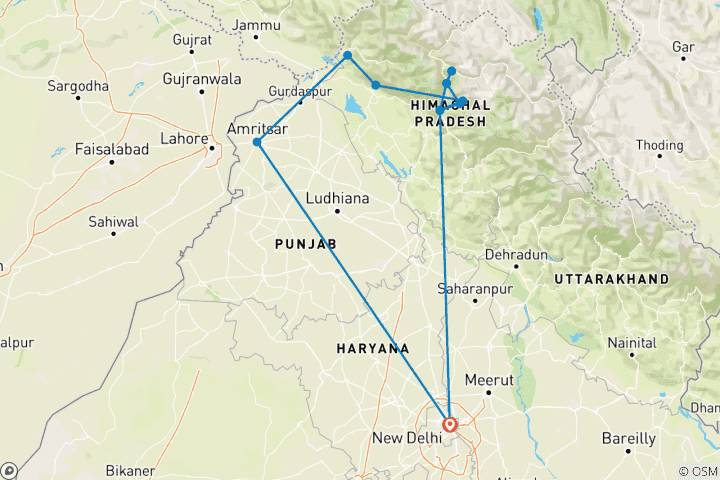 Mapa de Cumbres divinas y senderos coloniales: una estancia en el Himalaya