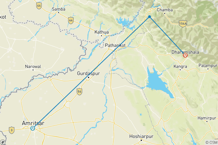 Map of Cultural Tapestry: Amritsar, Dalhousie & Dharamsala Expedition