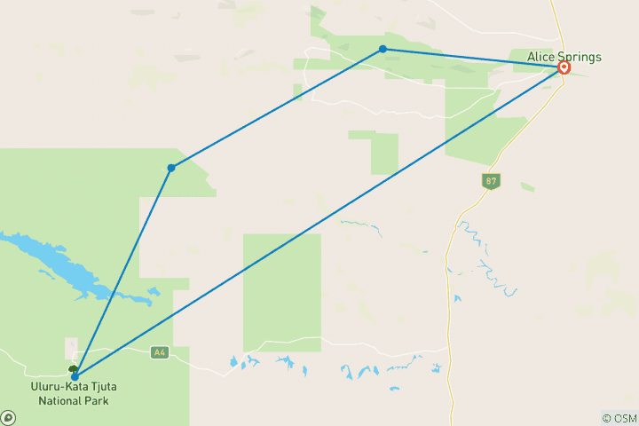 Carte du circuit Escapade au Centre Rouge - aller-retour à Alice Springs (2024)