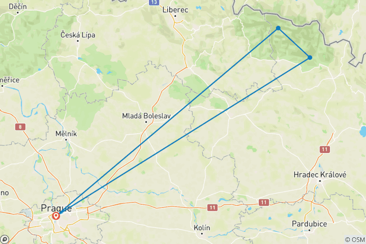 Carte du circuit Week- end à vélo dans les montagnes tchèques