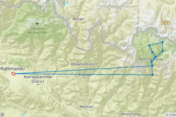 Map of Everest Base Camp and Gokyo Trek with cho la pass - 18 Days