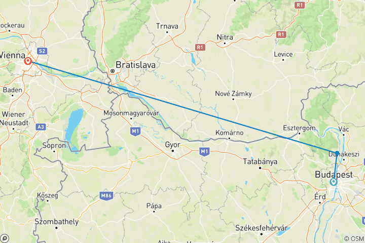 Carte du circuit Noël sur le Danube 2026