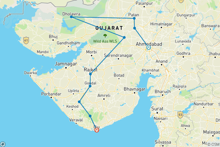 Map of Gujarat Treasures: A Journey through History, Wildlife, and Coastal Serenity