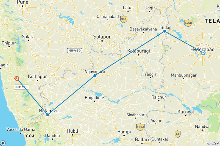 Carte du circuit Aperçu du Deccan : Un voyage de Hyderabad à Goa