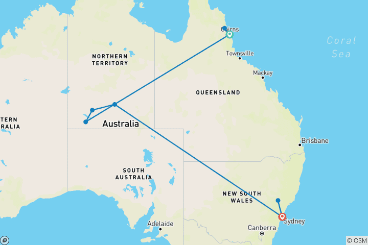 Carte du circuit Inspirer l'Australie - petits groupes, 13 jours