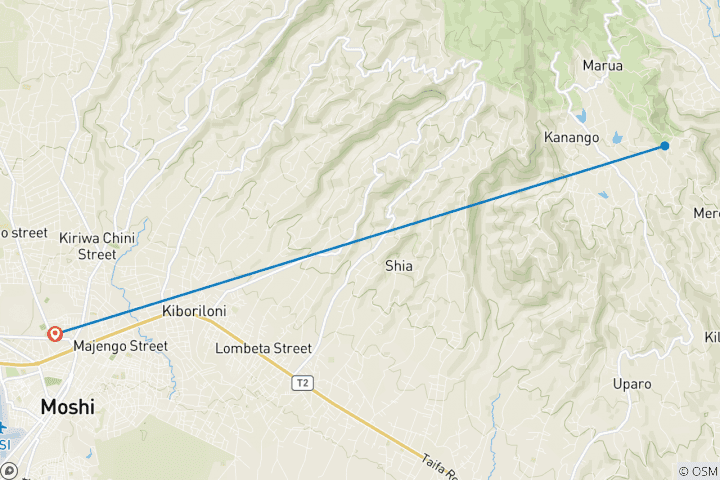 Map of Mount Kilimanjaro Climbing Via Marangu Route 6 Days