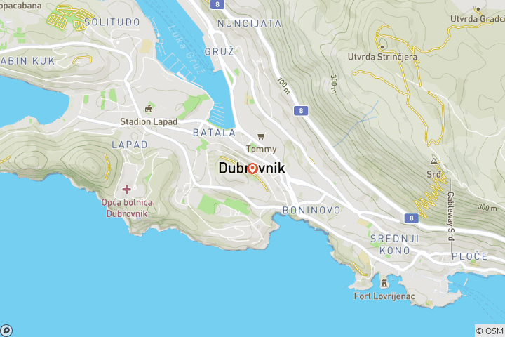 Karte von Städtereise nach Dubrovnik, Private Tour