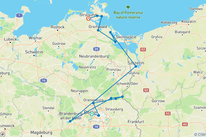 Map of From Berlin to Stralsund (port-to-port cruise)