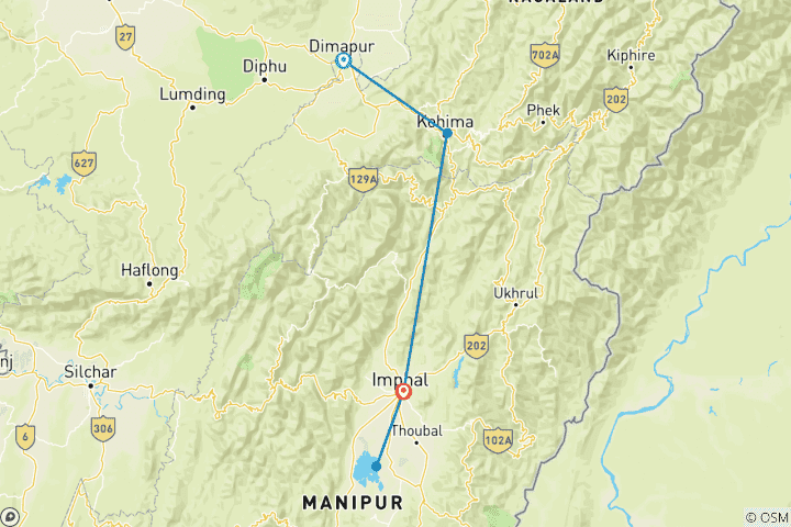 Kaart van Nagaland & Manipur – een reis langs inheemse stammen – omarm cultuur & natuur