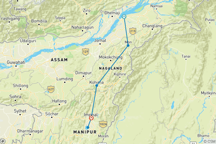 Kaart van Nagaland & Manipur – inheemse schatten & het overweldigende groen