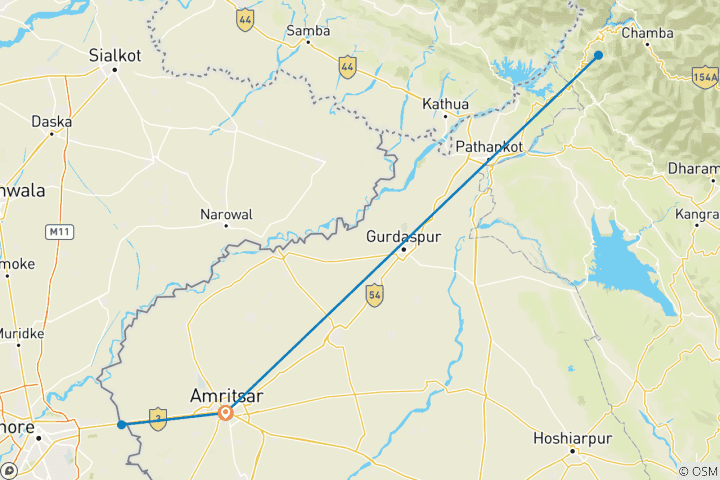 Mapa de Senderos sagrados y cumbres escénicas: expedición de Amritsar a Dalhousie