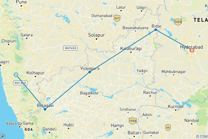 Map of Unveiling Deccan Charms from Goa to Hyderabad