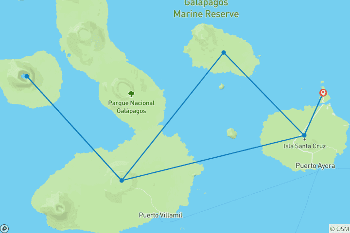 Mapa de Crucero Galápagos - islas centrales y occidentales en 5 días a bordo del Monserrat - A