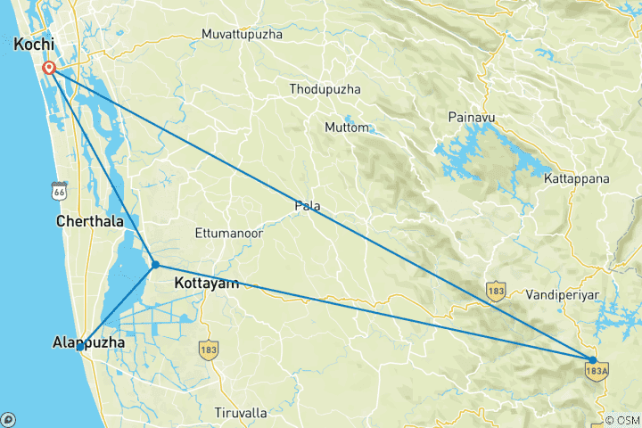 Map of Captivating Kerala (6 Days)