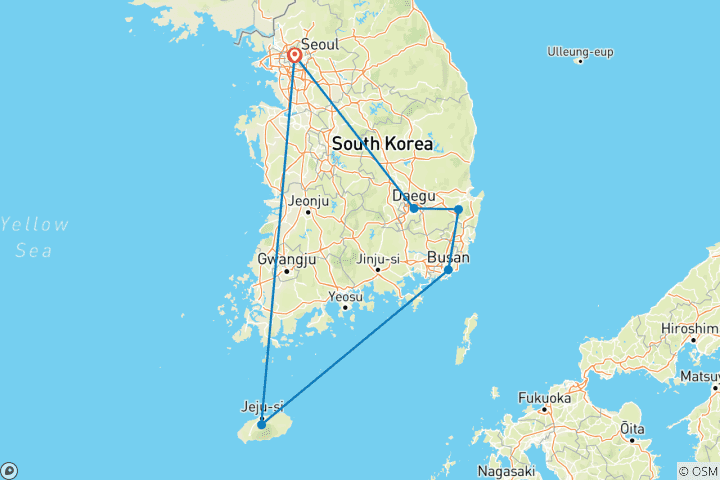 Kaart van RONDREIS DOOR ZUID-KOREA: ONTDEK HET HEDEN EN VERLEDEN