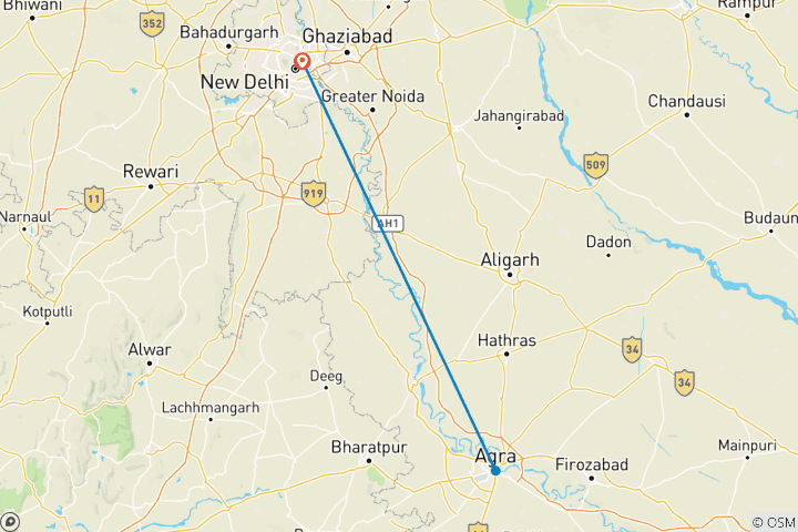 Kaart van Excursie naar Agra vanuit Delhi