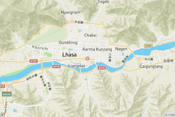 Map of Explore Lhasa Tour - The Best Of Tibet - 5 Days