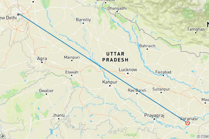 Karte von Entdecken Sie Varanasi (ab Delhi)