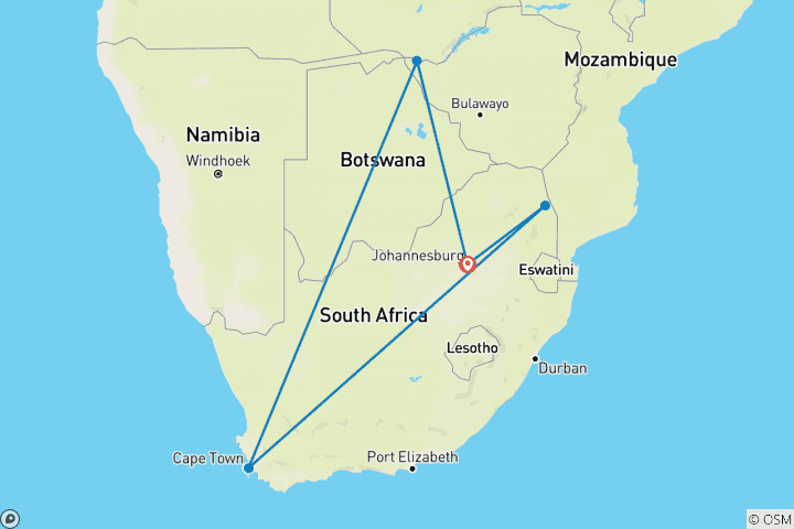 Map of Best of South Africa with Victoria Falls