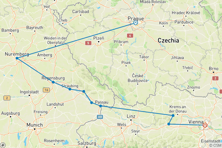 Map of Authentic Danube & Prague (2024) (Prague to Vienna, 2024)