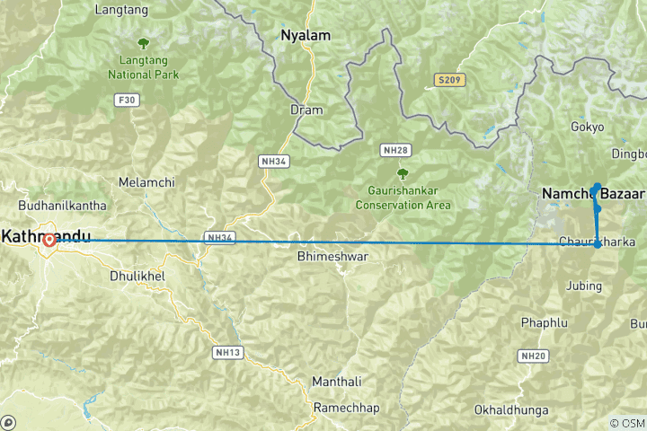 Map of Super Everest Comfort New - 11 Days