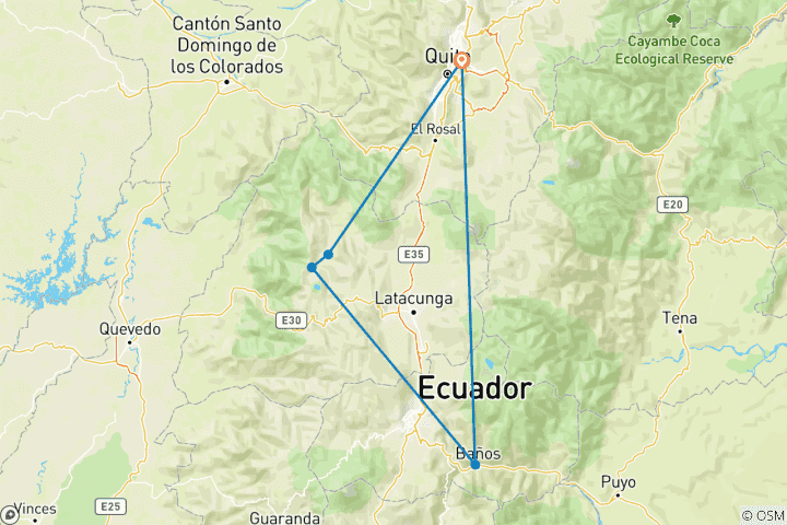 Kaart van Natuurlijk Ecuador Avontuur 7D/6N