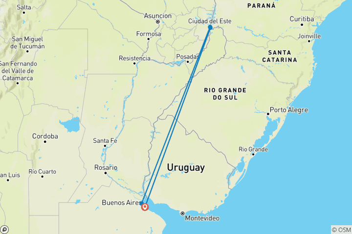 Map of 6-Day Argentina Tour: Buenos Aires & Iguazu Falls