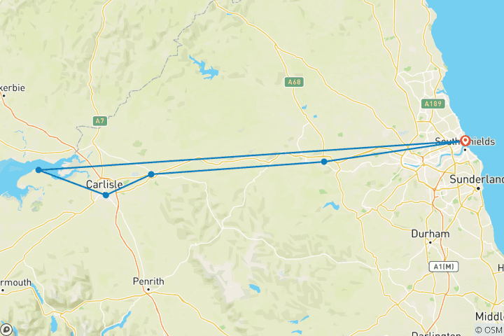 Carte du circuit Le Mur d'Hadrien en vélo - Côte à côte