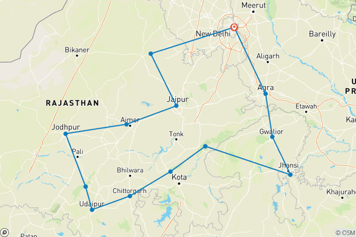 Carte du circuit Le charme des empires : L'élégance moghole et rajput