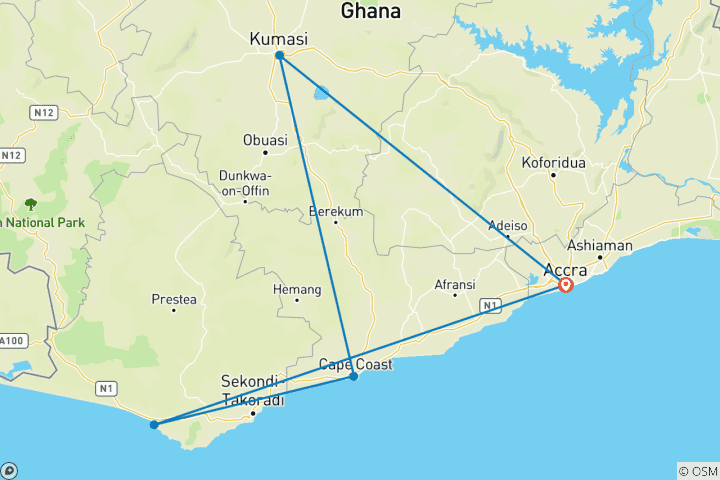 Map of Ghana Wanderlust Tour