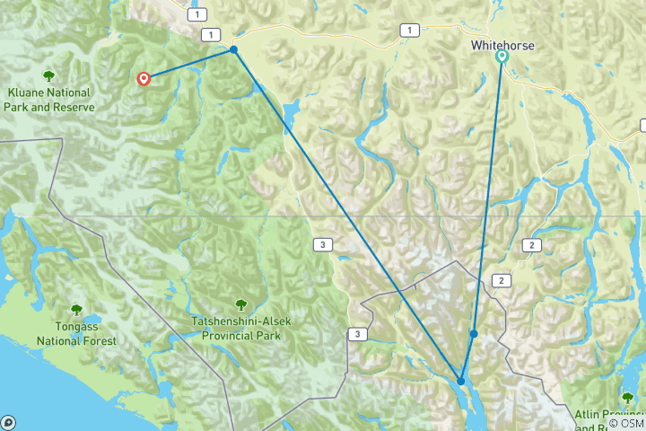 Karte von Goldener Kreis von Süd-Yukon & Alaska