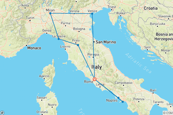 Carte du circuit Simplement l'Italie (hiver, classique, 15 jours)