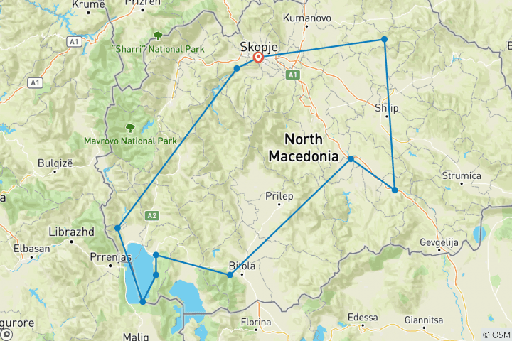 Carte du circuit Macédoine : l'aventure de la vraie cuisine