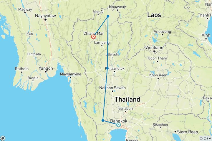 Carte du circuit L'essentiel de la Thaïlande - 12 jours