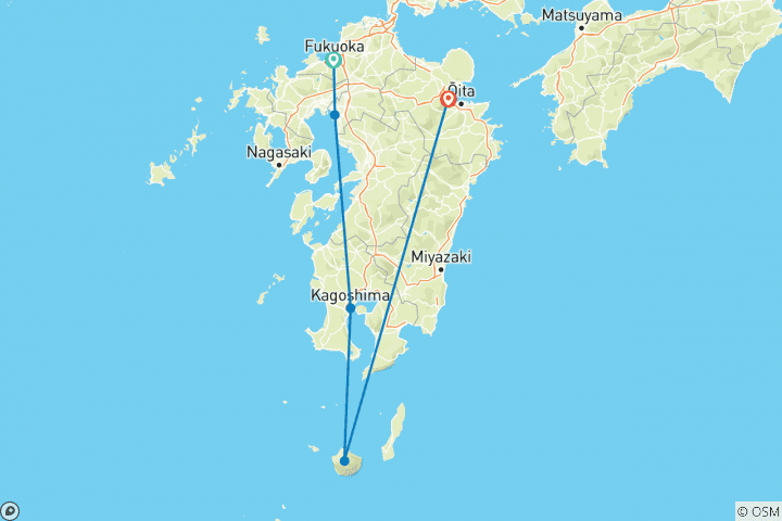 Carte du circuit Trek à Kyushu : Yakushima et; Kunisaki Trail