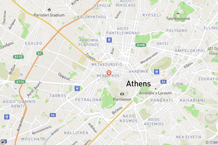 Mapa de Riviera ateniense, vacaciones cosmopolitas de 8 días