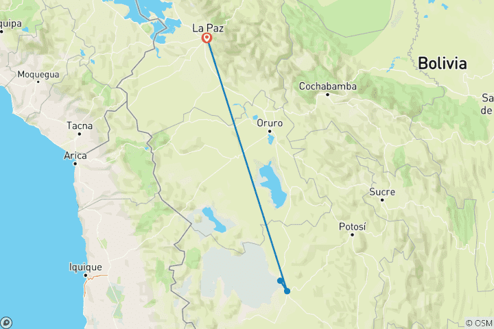 Map of Desert, Salt, and Colors: Exploring the Bolivian Altiplano - 5 days