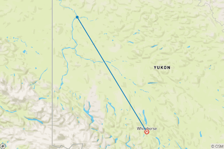 Carte du circuit TRONDEK KLONDIKE Expérience hivernale Whitehorse - Dawson City